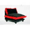 Luxurious Black Bed with Red Boa