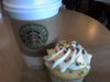 a cup cake and a grande moccha