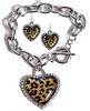 leopard heart jewelry set