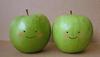 two happy green apples (side)